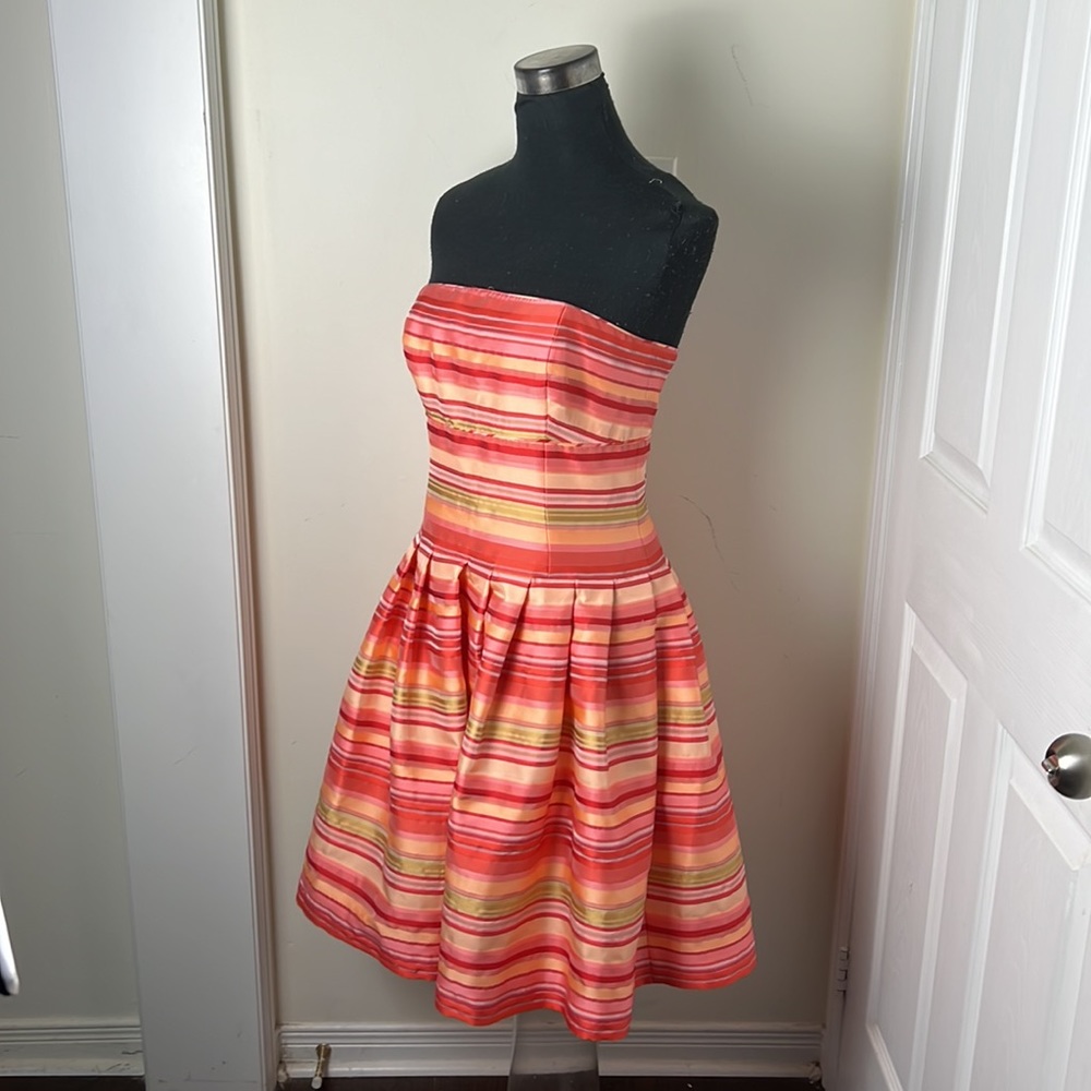 Talbots Stripes Fit Flare Strapless Tube Dress Size 6